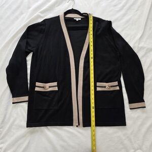 Essentials Black and Tan Cardigan Sweater